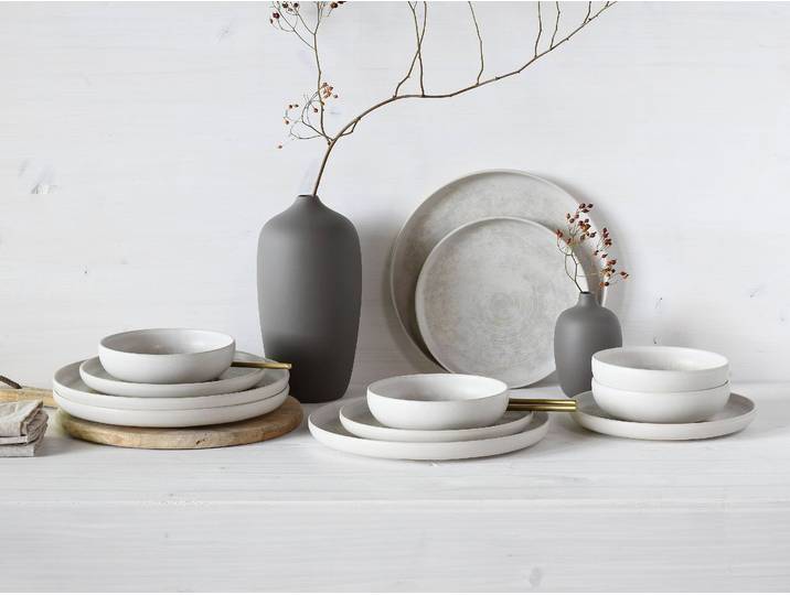Service d'assiettes Uno Athena 12 pièces Blanc/Blanc