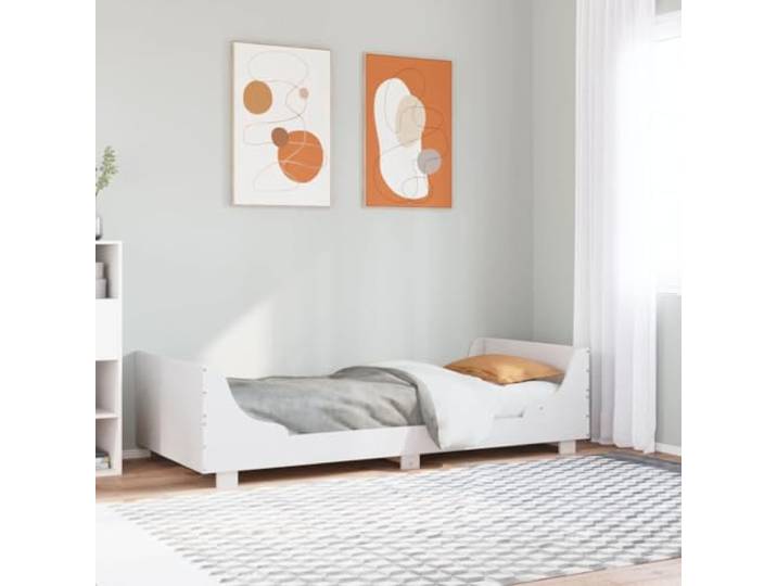 Kiefernholz Bettrahmen mit Lattenrost modernes Design 75x190 cm Weiß Massivholzbett ohne Matratze Weiß 75x190 cm Kiefernholz Bettgestell mit Lattenrost Kopf- und Fußteil stabil Standfestigkeit