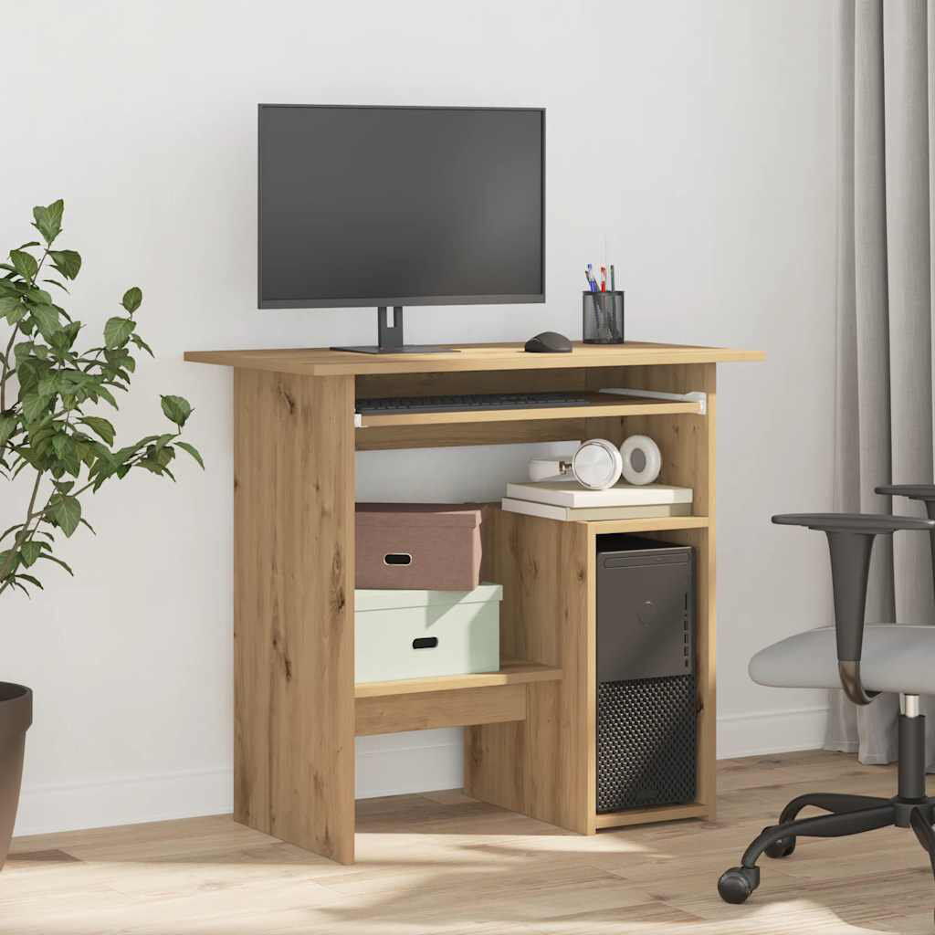 17 Stories Desk Engineered Wood Artisan Oak 74cm H X 80cm W X 45cm D