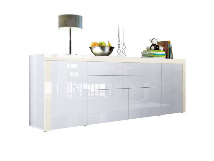 SIDEBOARD La Paz Weiß Hochglanz / Creme Hochglanz