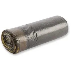 Müllbeutel Hygoclean Eco LDPE 60 L grau 20 Stück/Rolle ca. 30 my, mit Zugband, rein aus Recyclingmaterial