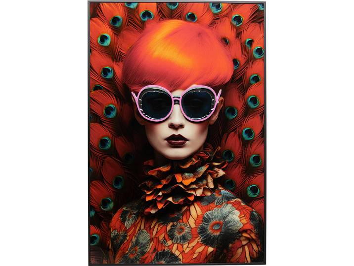 LED-Bild KARE DESIGN Gerahmtes Bild Fancy Lady 75x55cm , rot (farbe bild(er): mehrfarbig), B:55cm H:75cm T:3,5cm, Acryl, Bilder, LED-Bild, verschiedene Farben
