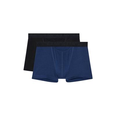 Boxershorts HOM "Boxershort HOM Boxerlines 2 2er Pack", Herren, Gr. L, bunt (schwarz, blau), Obermaterial: 95% Baumwolle CO. 5% Elasthan EL., Unterhosen
