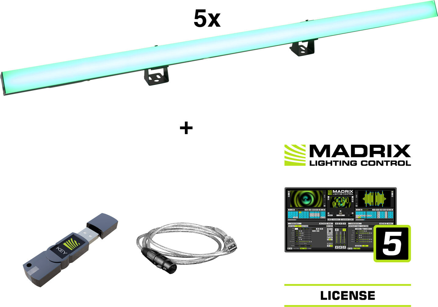 EuroLite Set 5x Led Pr-100/32 Pixel Dmx Rail + Madrix Software