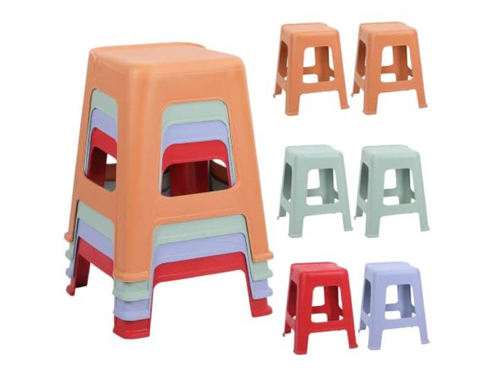 Wizoowip 10er Set Stapelbare Kunststoffhocker, Bunte Nesting-Stühle Langlebiges PP-Material mit platzsparendem Design, ideal für Klassenzimmer und Aktivitäten zu Hause 10 Stück B