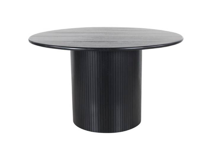 CASA DOMA Tarifa Esstisch rund aus Mango Massivholz - Fuß in Lamellen-Design runder Esszimmertisch, aus massivem Mangoholz, in elegantem Schwarz lackiert, Säulenfuß in modernem Lamellen-Design Modern, Zeitlos