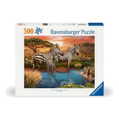 Erwachsenenpuzzle 500 Teile - Zebras am Wasserloch