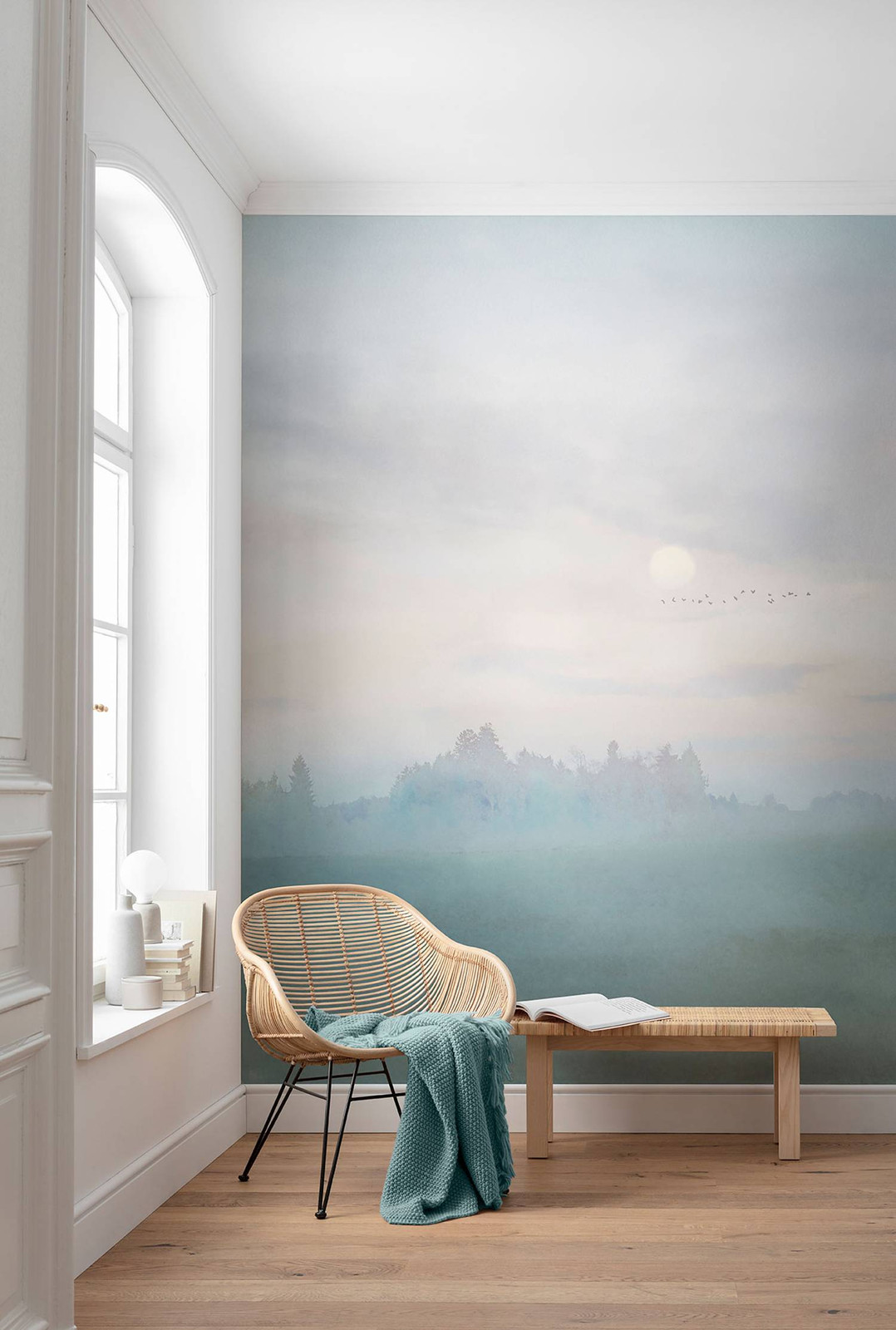 home24 Vlies-fotobehang Hazy Hush Abstract Modern Blauw Multicolour Breedte: 200 cm, Hoogte: 250 cm