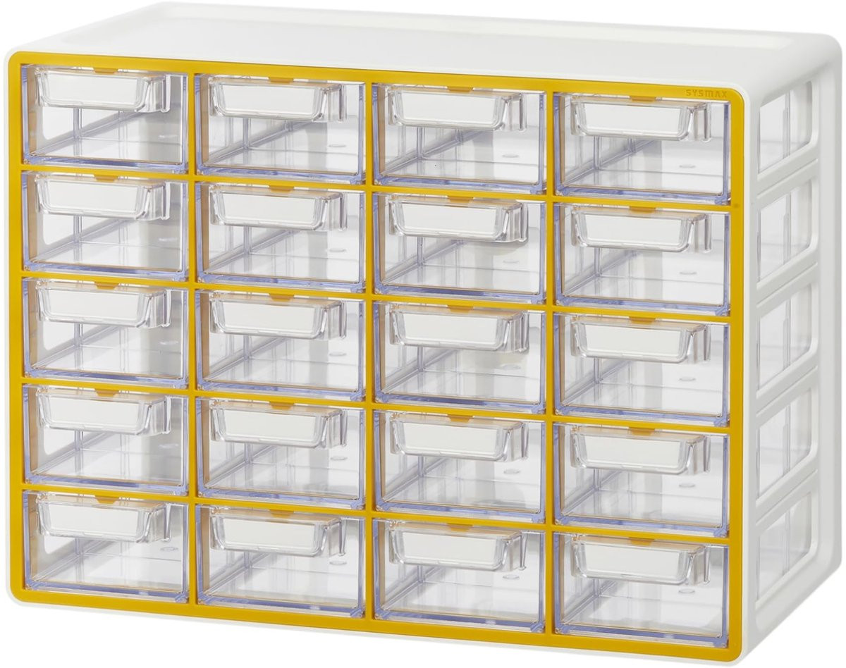Omgoods Kleine Opbergkast met 20 Lades - Stapelbare Transparante Organizer voor Gereedschap en Creatieve Opslag