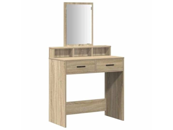 Xhnifbn Schminktisch mit Spiegel 2 Schubladen Sonoma Eiche 79x41x140 cm Kompakte Frisierkommode fürs Schlafzimmer mit großem Spiegel und Fachablagen für Kosmetik und Pflegeprodukte.