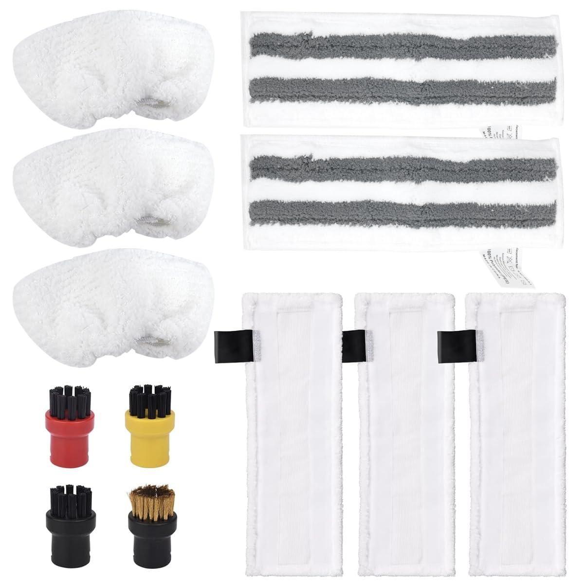 Dripio Set van 12 microvezel pads voor stoomreinigers inclusief borstels