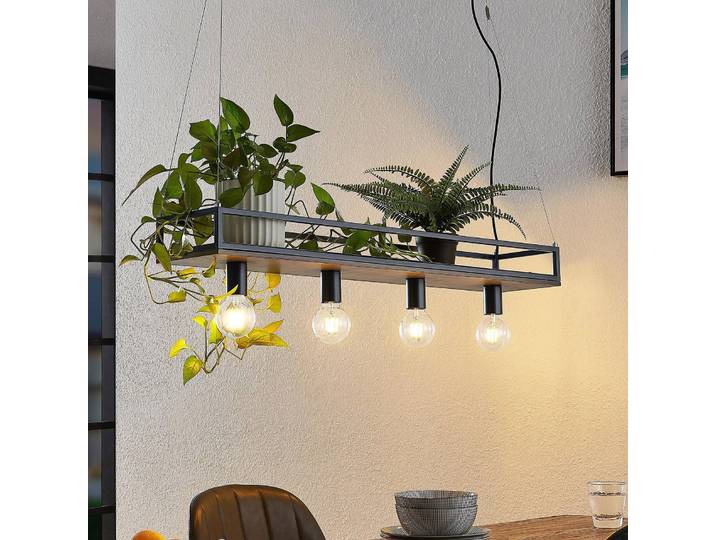 Hanglamp Kirista, dimbaar, zwart, Woon-/ Eetkamer, metaal, Vintage, hanglamp
