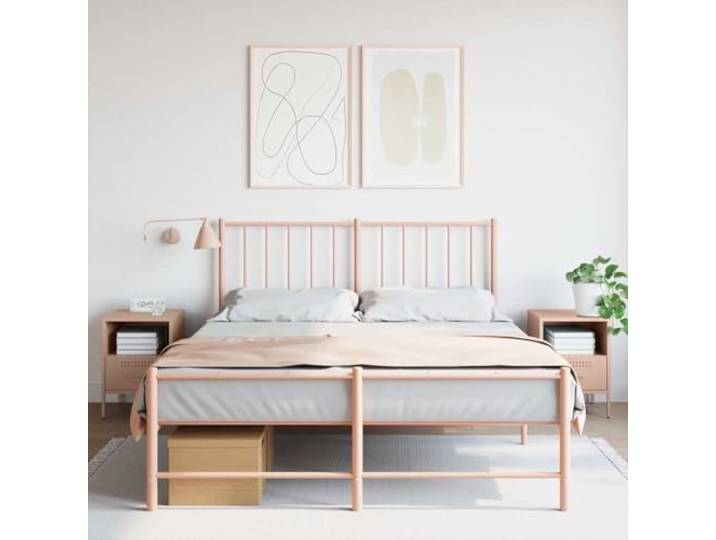 HEFZGDB Industrie-Stil Nachttische 2 Stück Rosa 36x39x50,5 cm Stahl Rahmen mit verstellbaren Füßen und reichlich Stauraum für Wohnzimmer