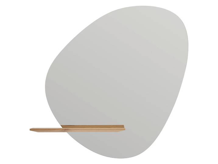Johann Jakob Wandspiegel, Holz, Glas, Kerneiche, massiv, organisch, 82x81x18 cm, Ablage, Spiegel, Wandspiegel