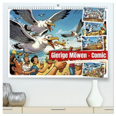 Gierige Möwen - Comic (hochwertiger Premium Wandkalender 2027 DIN A2 quer), Kunstdruck in Hochglanz