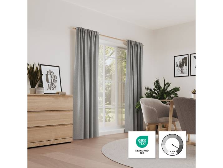 Vorhang NEUTEX FOR YOU LUXURY , grau, B:141cm H:245cm, Polyester, Gardinen, Vorhang, Samtoptik mit edlem Glanz
