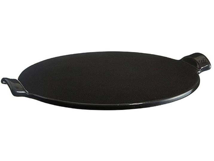 Pizzastein Emile Henry schwarz , schwarz, B:43,5cm Ø:36,5cm, Keramik, Backbleche, Pizzastein
