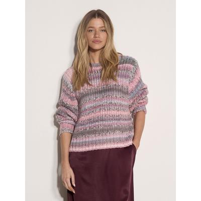 Strickpullover APRICOT "Strickpullover mit U-Boot-Ausschnitt", Damen, Gr. 12, pink, Strick, , Modisch, lässig geschnitten normal, Rundhals, Gerippte Bündchen, Pullover Strickpullover, mit Ombré-Streifen