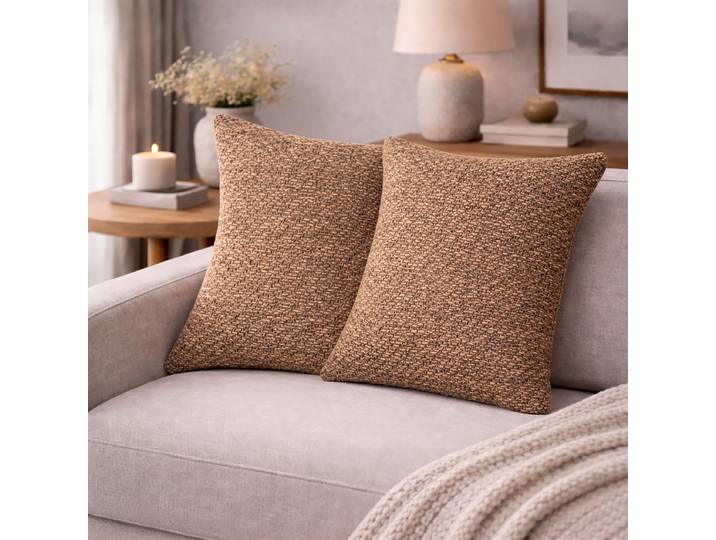 Coussin décoratif Fjella ensemble de 2 Beige/Cappuccino 50 x 50cm Polyester