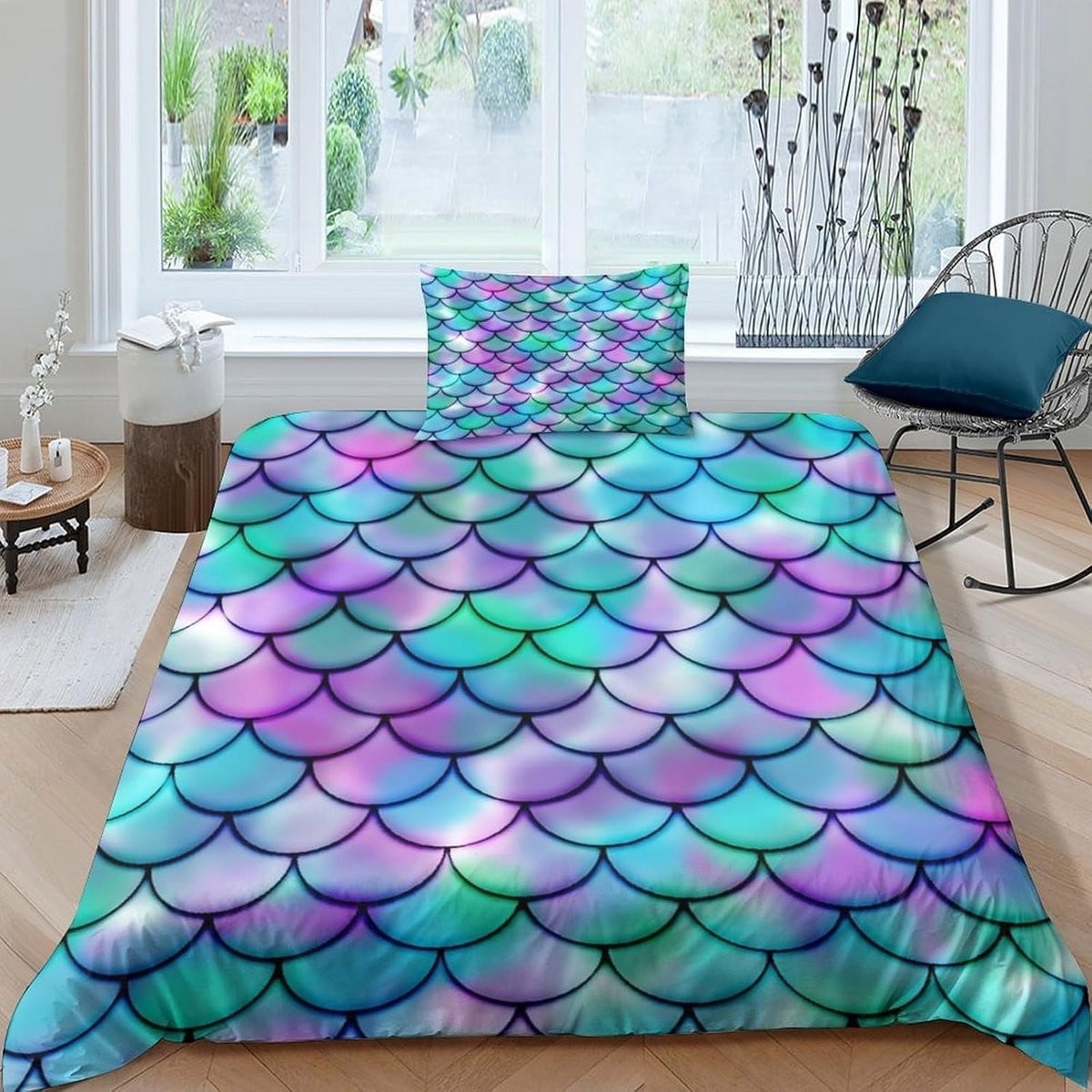 Zeemeermin Beddengoedset met Dekbedovertrek en Kussensloop - Geel - 135 x 200 cm