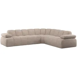 Ecksofa Mojo aus weichem Wollen-Stoff, modern und gemütlich, Sand, verstellbare Armlehnen