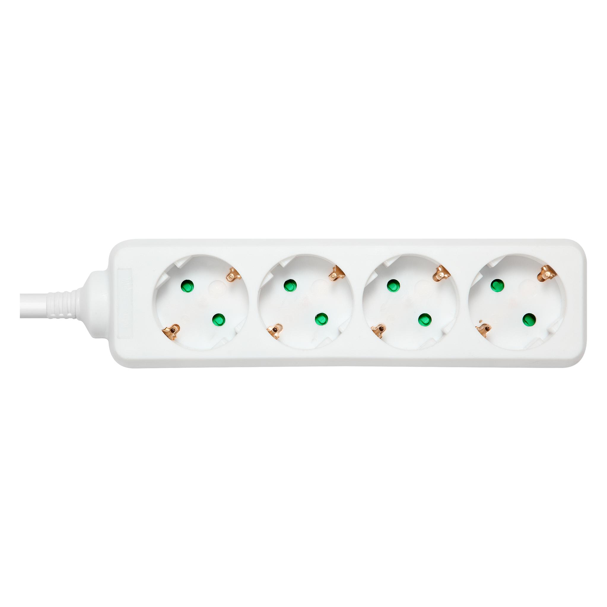 Deltaco GT-0402 power extension 4 AC outlet(s) Indoor White (4x, CEE 7/3, 5 m) (GT-0402)