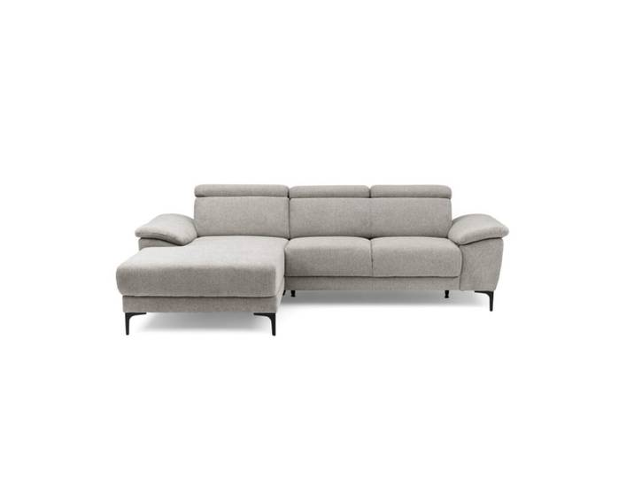 Trendstore Ezra Ecksofa inkl. Kopfteilverstellung, optional mit Sitztiefenverstellung und Relaxfunktion - Flachgewebe Aragon taupe - links - ohne Komfort-Funktio automatische Relaxfunktion, automatische Sitztiefenverstellung, manuelle Kopfteilverstellung Modern