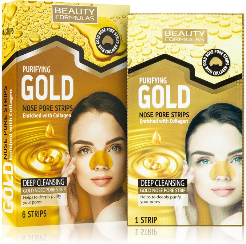 Beauty Formulas Gold Nose Pore Strips Against Blackheads with collagen 6 pc