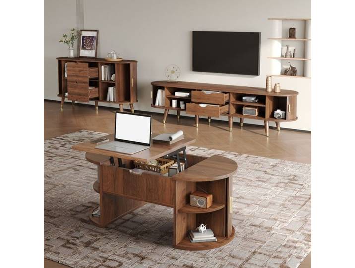 Ensemble de Meubles de Salon Buffet 140x40x79.5cm Meuble TV 175x38x44.7cm Table Basse 100x50x40.5cm Meubles de Salon Modernes