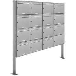AL Briefkastensysteme 15 Fächer Premium Edelstahl Stand Briefkasten Anlage für Post A4 modern, robust, wetterfest, Artikelnummer: 331T15S4
