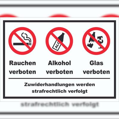 HB-Druck Schild Alkohol Rauchen Glas verboten A5 (148x210mm)