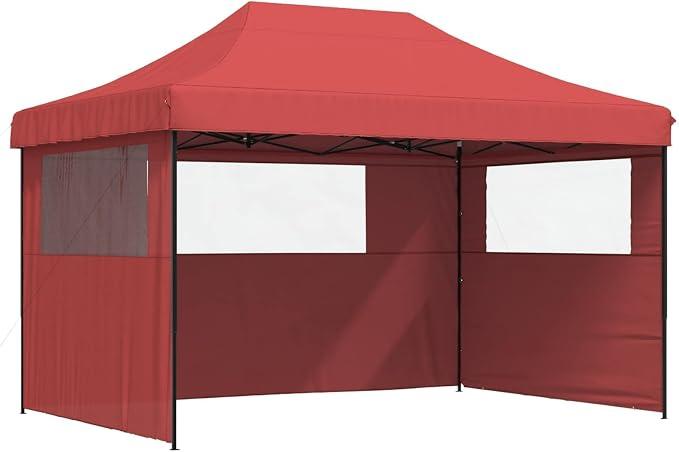 Robustes Gartenzelt mit Stahlgestell in Bordeauxrot, faltbares Pop-up Partyzelt für Veranstaltungen aus Oxford-Stoff und großes Popup-Zelt für Familienfeiern im Außenbereich