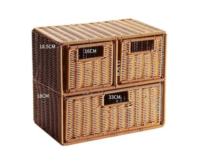DASJKDI Kommode aus Rattangeflecht Wohnzimmer-Schlafzimmer im Vintage-Stil(Compartments - Brown)