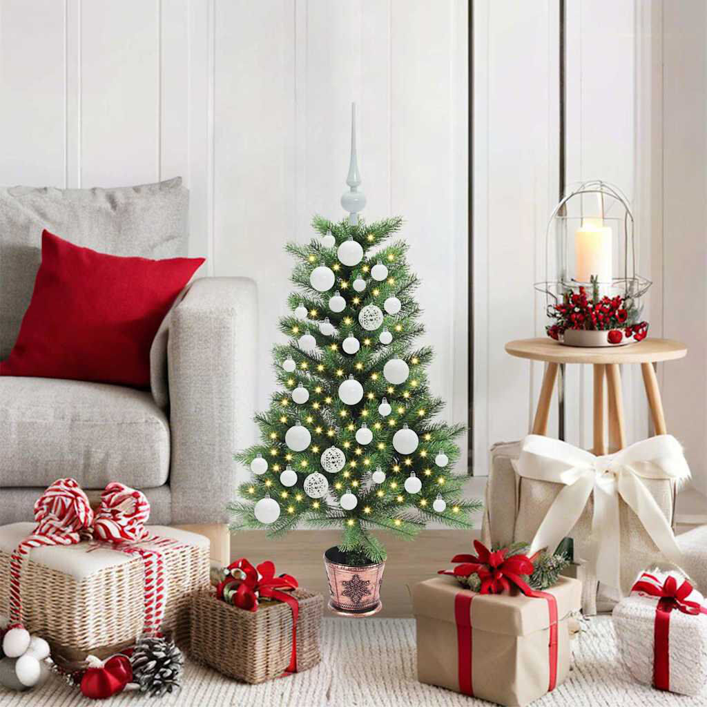 The Seasonal Aisle Christmas Tree with 150 LEDs with Stand PE White 2.95' H