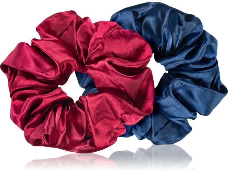 BrushArt Hair Large satin scrunchie set élastiques à cheveux Red & Blue