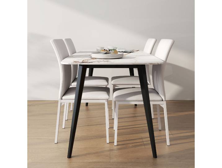 HOMCOM Set 4 Chaises Salle à Manger Simili Cuir Blanc