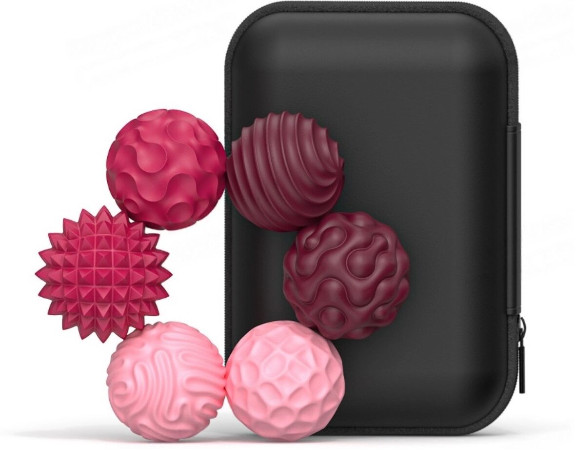 INF Silikon-Sensorische Magnetkugeln 6er-Set – Lebensmittelechtes Silikon, magnetisches Fidget-Spielzeug für Stressabbau und Rosenrot