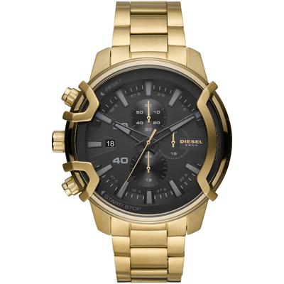 Chronograph DIESEL "Griffed", gold (goldfarben, schwarz), Armbanduhren, Herren, Chronograph, Quarzuhr, Armbanduhr, Herrenuhr, Stoppfunktion, Edelstahlarmband