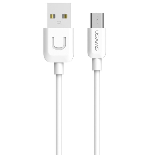 USAMS MicroUSB Kabel U-TURN, 1 meter, wit, 2A, model MICUSBXD02 (US-SJ098)