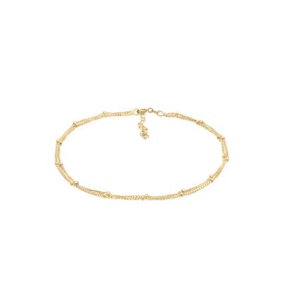 Fußkette ELLI "Fußkette mit Kugeln Zeitlos Schmuck Geschenk 925 Silber" Gr. 25, gold, Fußketten, Damen, 2,5cm, Silber 925 (Sterlingsilber)