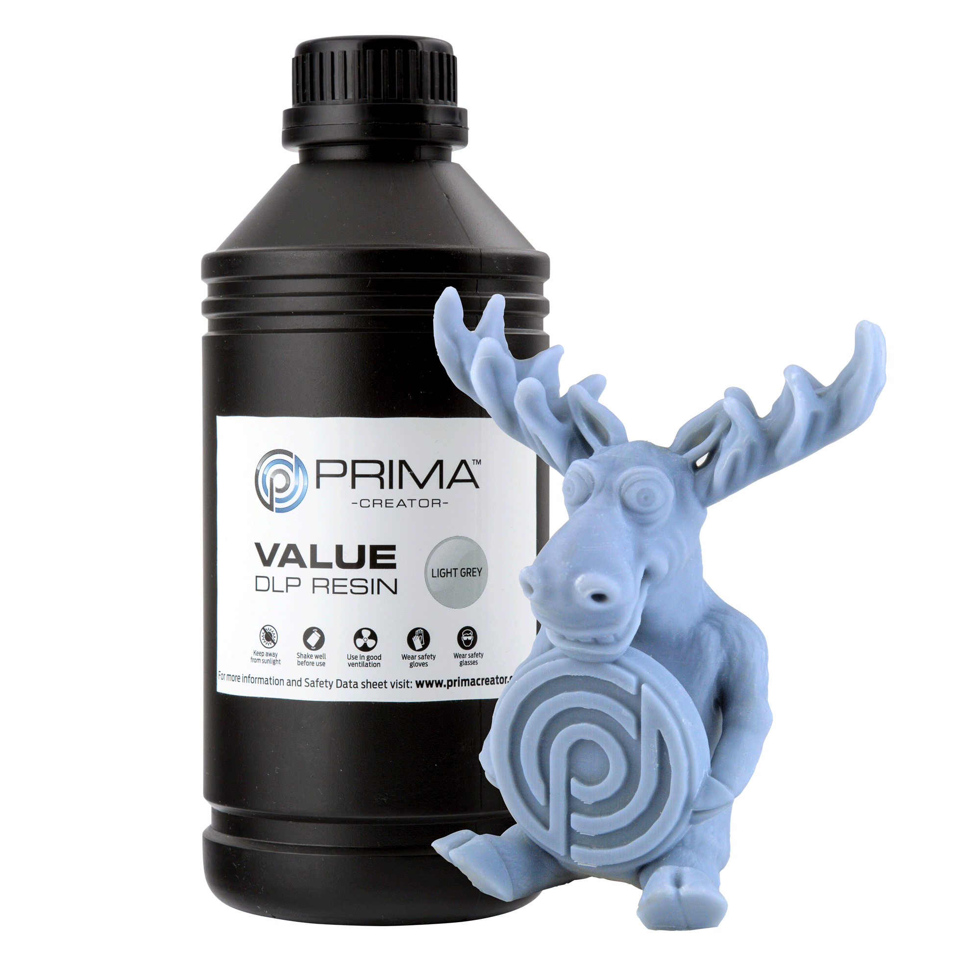 PrimaCreator Value UV / DLP Resin - 1 kg - Light Grey PV-RESIN-B405-1000-LG