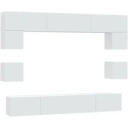 vidaXL 8-tlg. TV-Schrank-Set Weiß Holzwerkstoff