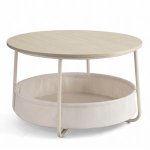 Vasagle Couchtisch LCT244K01, aus Holz / Metall, beige, rund, (Ø) 75 cm, mit Korb
