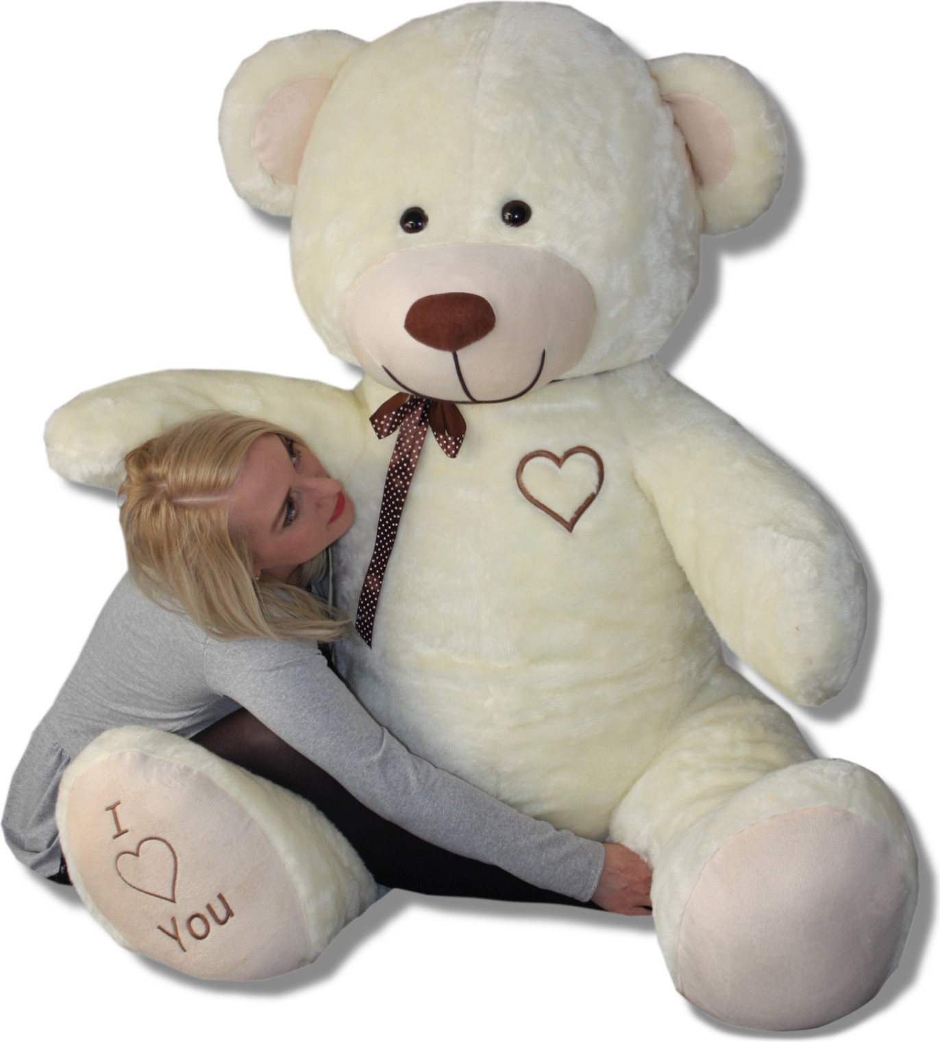 Odolplusz XXL Zachte pluche teddybeer knuffelbeer beige, Hoogte: 190 cm