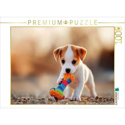 CALVENDO Puzzle Jack Russell Terrier Welpe mit seinem Lieblingsspielzeug | 1000 Teile Lege-Größe 64x48cm Foto-Puzzle für glückliche Stunden, von ,