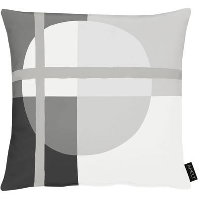 Dekokissen APELT "Raoul" Gr. 1, bunt (grau, weiß, schwarz, bedruckt), B:46cm L:46cm, Baumwolle, Leinen, Dekokissen_Sitzkissen_Kissenhüllen, im Bauhaus-Stil, Kissenhülle ohne Füllung, 1 Stück