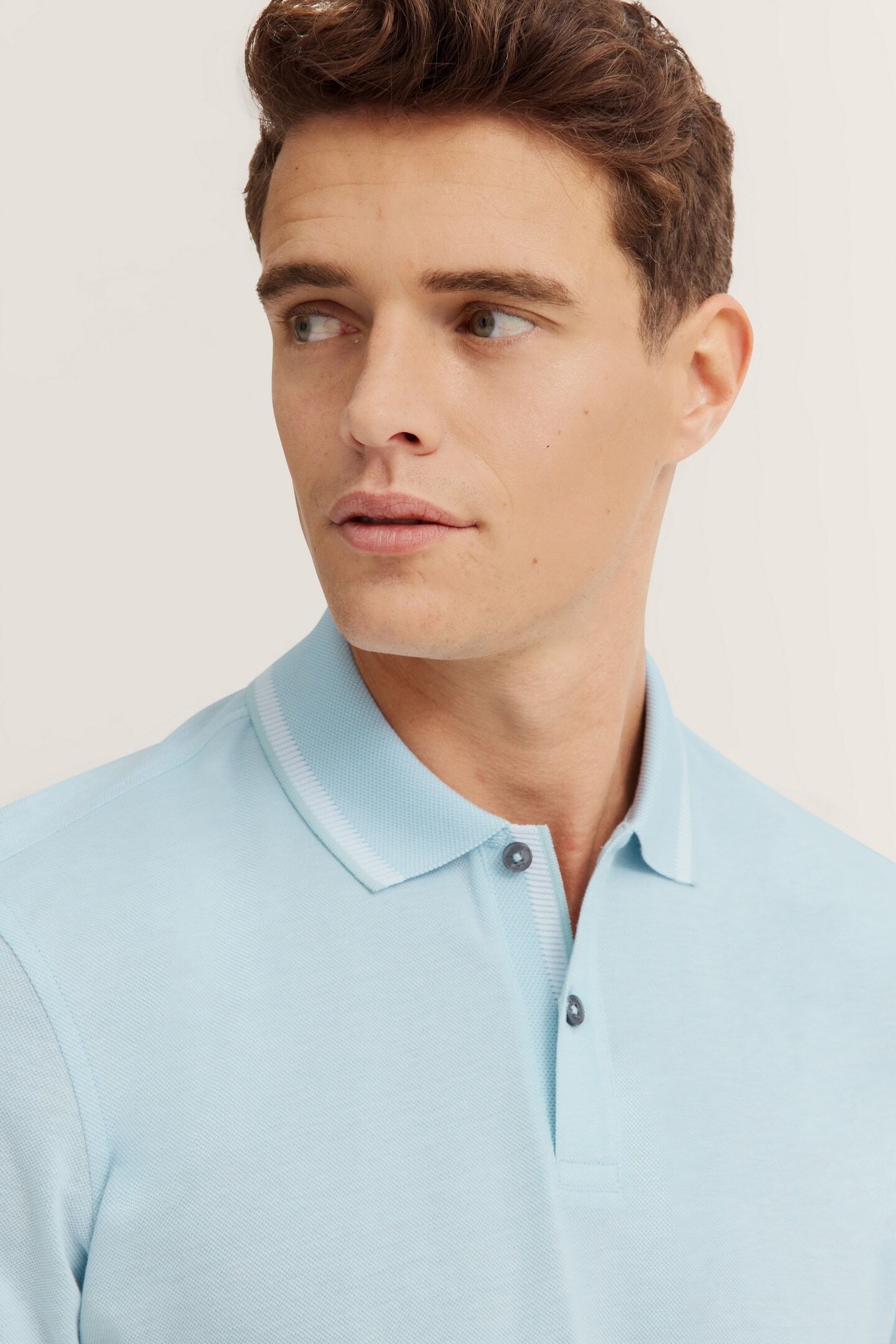 Poloshirt BUGATTI, Herren, Gr. M, blau (510, mint), 100% Baumwolle, unifarben, normal, ohne Ausschnitt, Rippbündchen, Shirts Poloshirt, aus Baumwolle 510, mint M