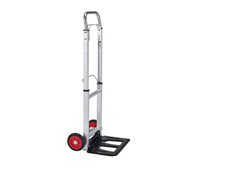 Brüder Mannesmann Alu-Sackkarre klappbar, 90-kg-Tragkraft, leichter Aluminiumrahmen, kugelgelagerte Vollgummiräder, rutschfeste Griffe, platzsparend faltbar, für den Transport, 1 Stück M 099-T