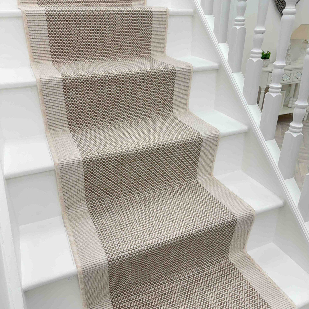 Ebern Designs Stair Runner Flatweave Area Rug Beige Runner 70 x 600 cm