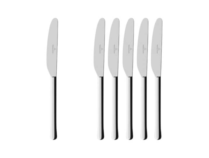 Villeroy & Boch Udine Tafelmesser 6er Set 23,8 cm Edelstahl, Spülmaschinenfest, Ersatzmesser zur Erweiterung bestehender Bestecksets